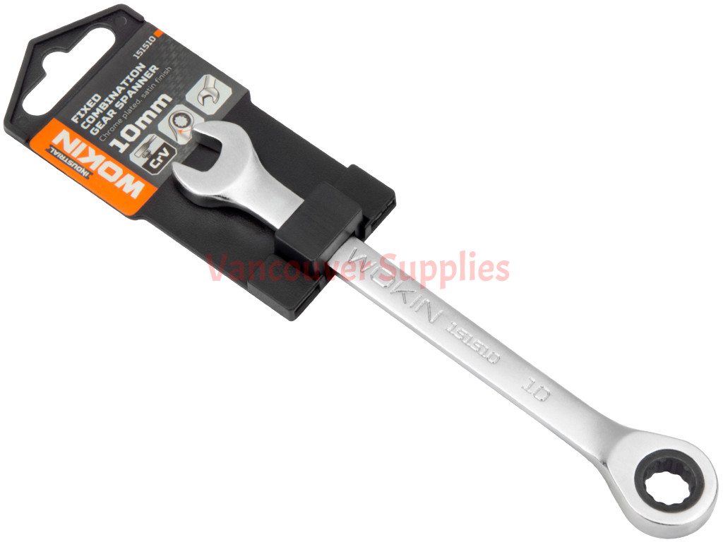 10mm Metric Chromed Ratchet Gear Spanner Fixed Head Combination Wrench